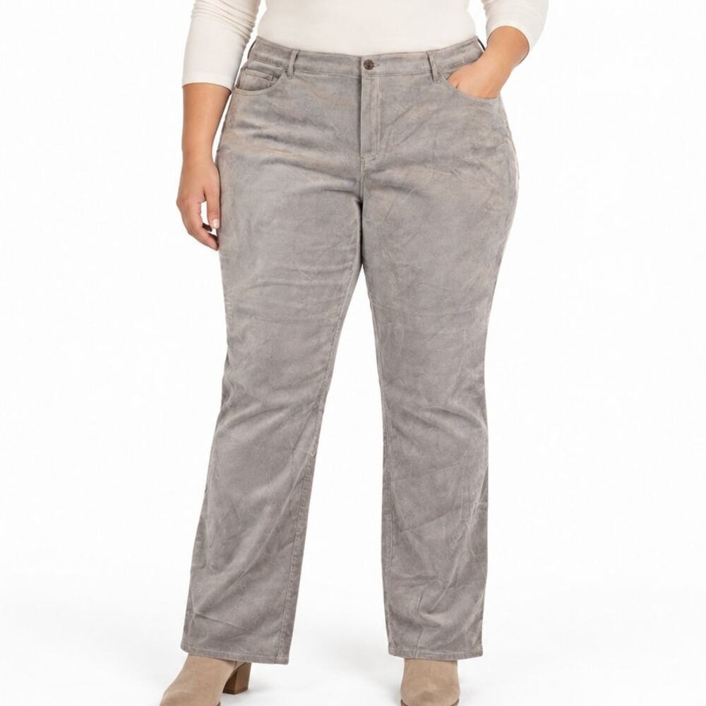 NWT Soft Surroundings Gray Velveteen Straight Leg Pants 22W